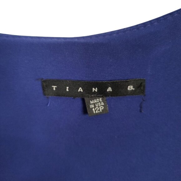 Tiana B Sz 12P 12 Petite Dress Sleeveless Ruffle Tiered Front Keyhole Royal Blue - Picture 3 of 6